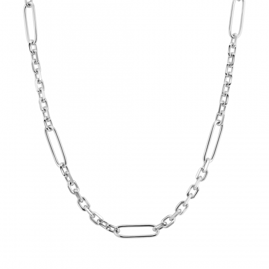 ZINZI zlv. collier schakels en paperclip 43+3cm