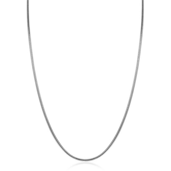 ZINZI zlv. slangen collier rond 2mm 42+3cm