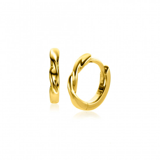 12mm ZINZI Gold Plated Sterling Silver Hoop Earrings with Twisted Tube 12x2mm ZIO2321G