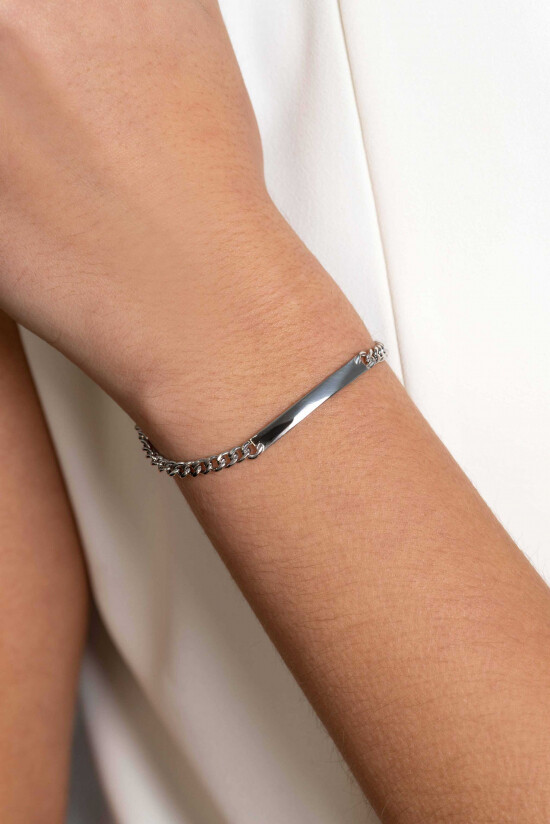 ZINZI Sterling Silver Curb Chain Bracelet with Bar width 4mm 18-21cm ZIA2271