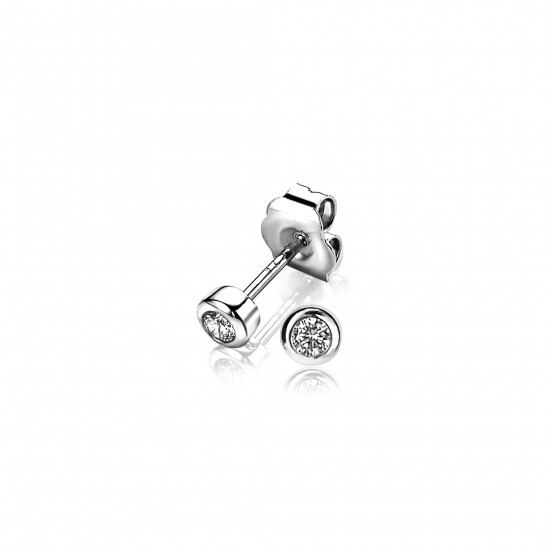 ZINZI Sterling Silver Stud Earrings Round 4mm White ZIO1177
