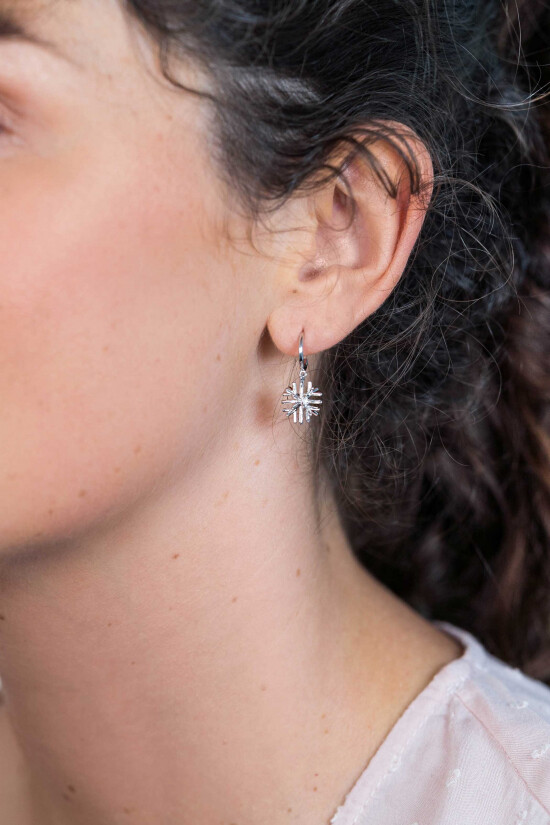 23mm ZINZI Sterling Silver Earrings Snow Crystal Charm ZIO1977