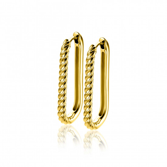 28mm ZINZI gold plated silver hoop earrings in oval shape with twisted tube and luxury clasp ZIO2693G