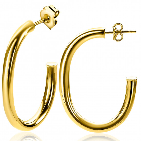 40mm ZINZI Gold Plated Sterling Silver Earrings Oval Open 40x4mm ZIO2233G