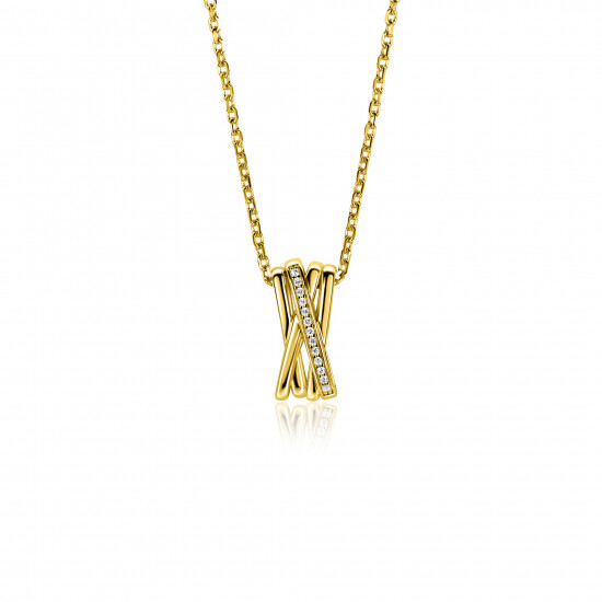 ZINZI zlv. collier gg.verg.cross-over en zirconia's