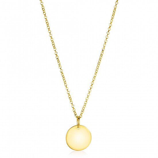 15mm ZINZI Gold Plated Sterling Silver Pendant Shiny Coin to Engrave ZIH2345G15 (excl. necklace)