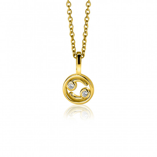 9mm ZINZI gold plated silver Cancer zodiac sign pendant set with white zirconias ZIHY-KRE (without necklace)
