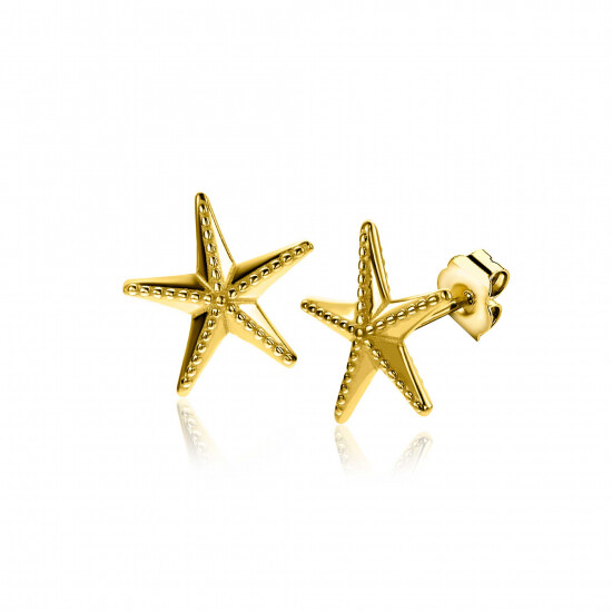 13mm ZINZI gold plated silver stud earrings large starfish ZIO2641