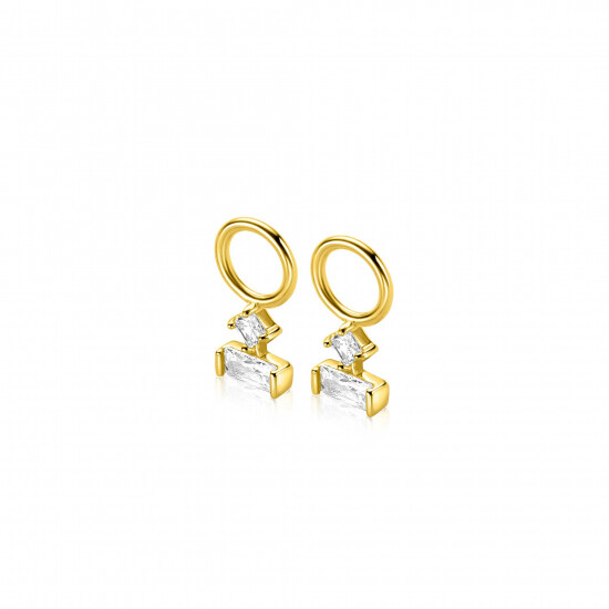 5mm ZINZI gold-plated silver earring pendants with two white zirconia stones in trendy shapes, ZICH-BF117Y (without hoops)
