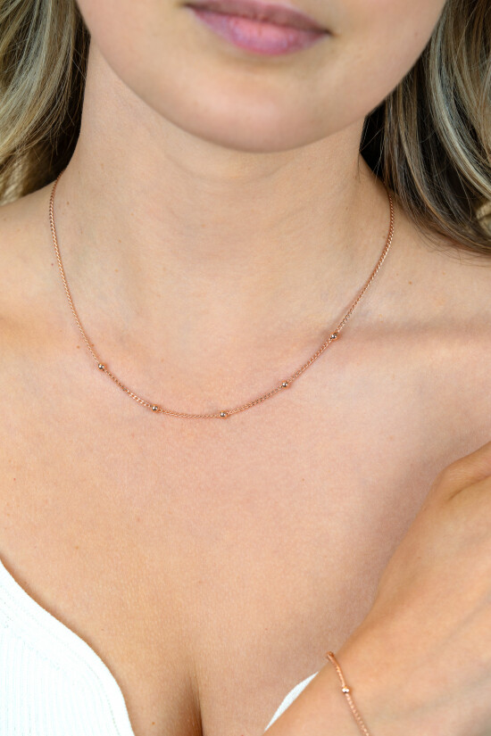 ZINZI zlv. collier rosé verg.gourmet / bolletjes 42+3cm