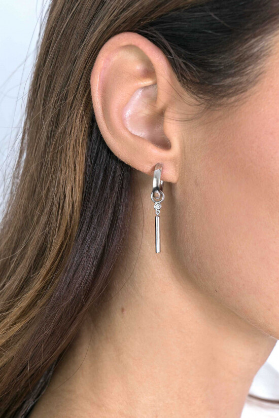 26mm ZINZI Sterling Silver Earrings Pendants Round Bar White Zirconia ZICH2143 (excl. hoop earrings)