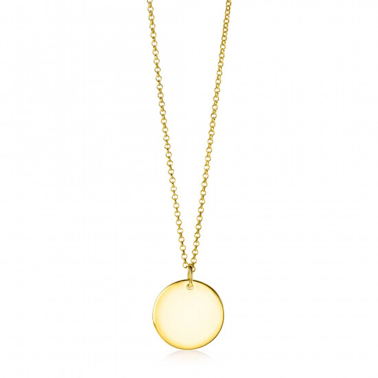 20mm ZINZI Gold Plated Sterling Silver Pendant Shiny Coin to Engrave ZIH2345G20 (excl. necklace)