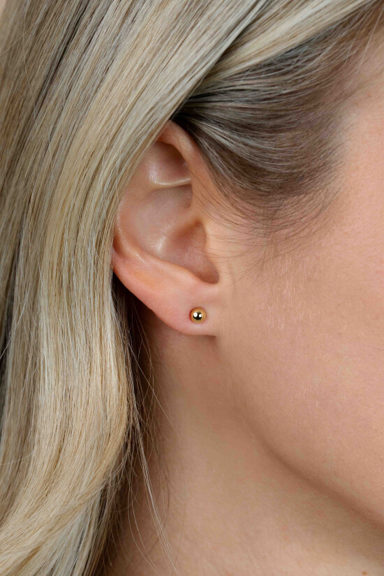 6mm ZINZI Gold Plated Sterling Silver Stud Earrings Bead ZIO808G