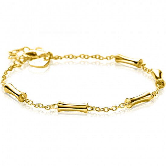ZINZI gold plated silver link bracelet with five smooth bamboo shapes 17-20cm ZIA2577G
