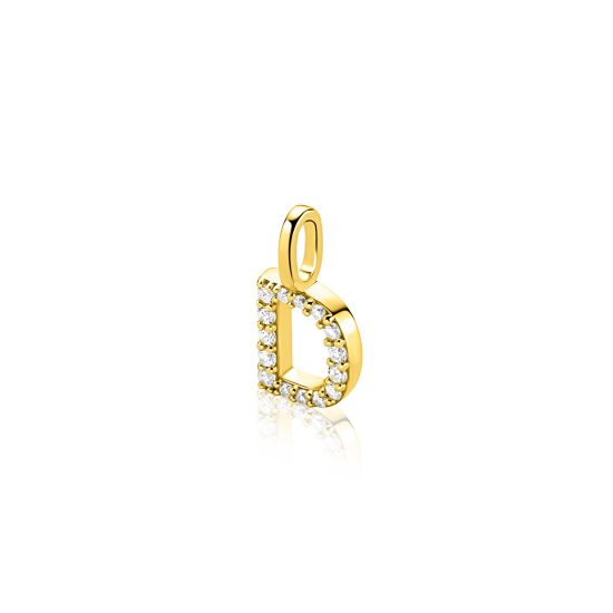 ZINZI zlv. hanger gg.verg.letter D bezet met zirconia's