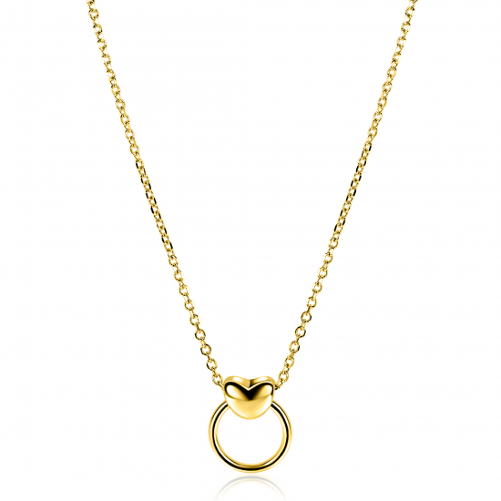 ZINZI zlv. collier gg.verg. hart en open ring 42/45cm