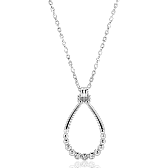 ZINZI zlv. collier ovale open hanger bolletjes en zirc.