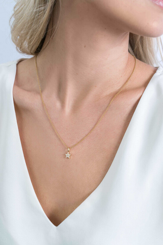 13mm ZINZI Gold Plated Sterling Silver Star Pendant White ZIH2138Y (excl. necklace)