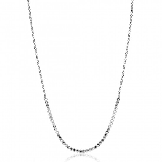 ZINZI silver jasseron necklace with bead links (2.5mm wide) in the middle 40-45cm ZIC2640