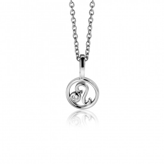 9mm ZINZI silver Leo zodiac sign pendant set with white zirconias ZIH-LEE (without necklace)