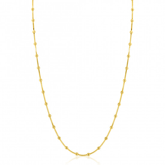 ZINZI Gold Plated Sterling Silver Snake Chain Necklace with Square Cut Chains and 40 Refined Shiny Beads (2,5mm width) 43-45cm ZIC2471G