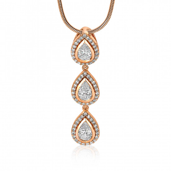 ZINZI Rose Gold Plated Sterling Silver Pendant Drops White ZIH1752R