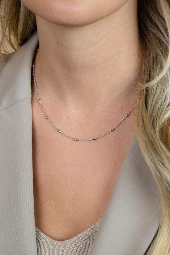 ZINZI Sterling Silver Fantasy Necklace Oval Beads 45cm ZIC1232