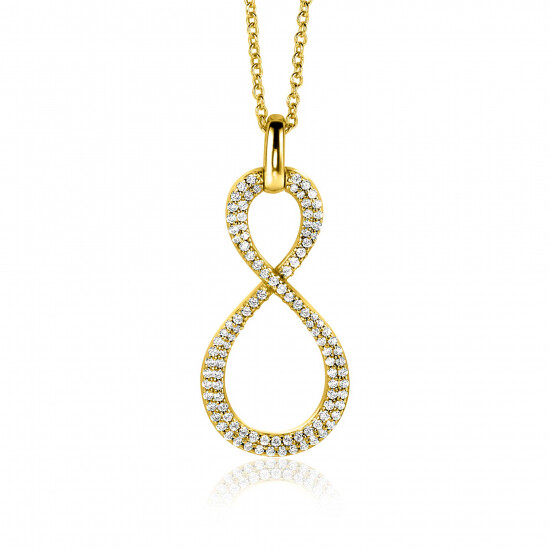 35mm ZINZI Gold Plated Sterling Silver Infinity Pendant White Zirconias ZIH2570Y (excl. necklace)