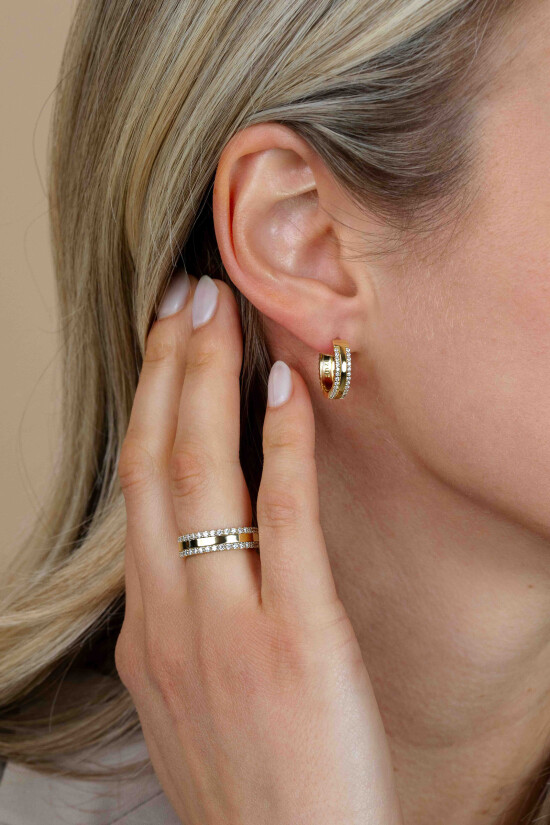 ZINZI Sterling Silver gold-plated Multi-look Ring White Zirconias ZIR2445Y