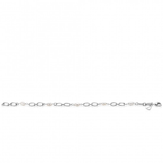 ZINZI silver link bracelet with naturally shaped freshwater pearls, 19cm, ZIA-BF112