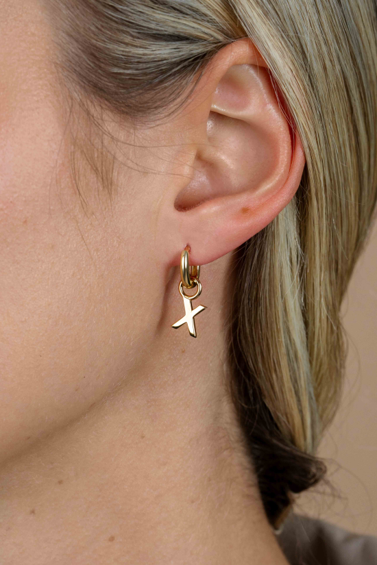 ZINZI Gold Plated Letter Earrings Pendant X price per piece ZICH2145X (excl. hoop earrings)