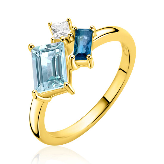 ZINZI zlv. ring gg.verg.baq.lichtblauw/blauw/zirc.62