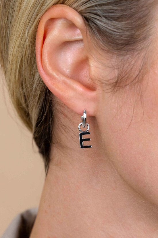 ZINZI Sterling Silver Letter Earrings Pendant E price per piece ZICH2144E (excl. hoop earrings)