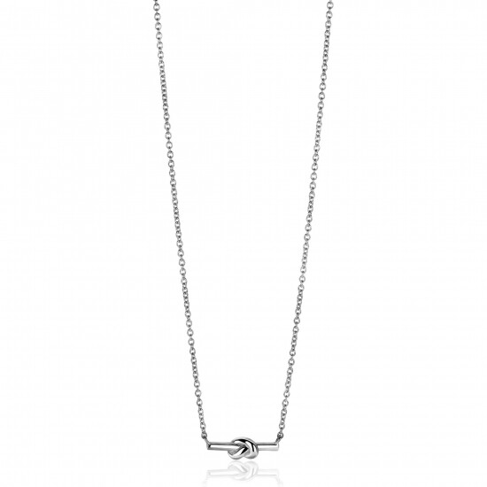 ZINZI silver chain necklace with bar and trendy knot 45-48cm ZIC2613