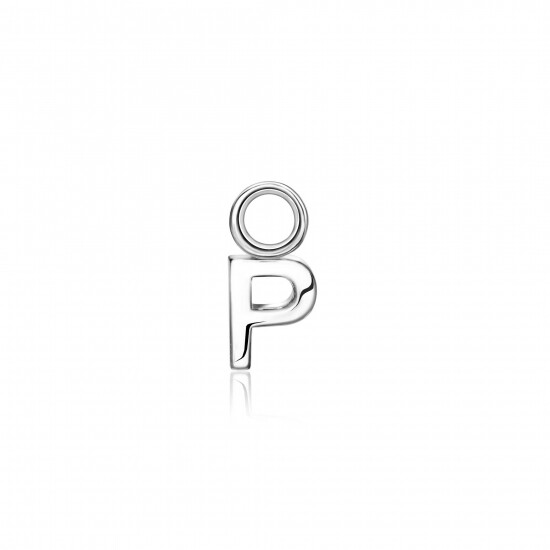 ZINZI Sterling Silver Letter Earrings Pendant P price per piece ZICH2144P (excl. hoop earrings)