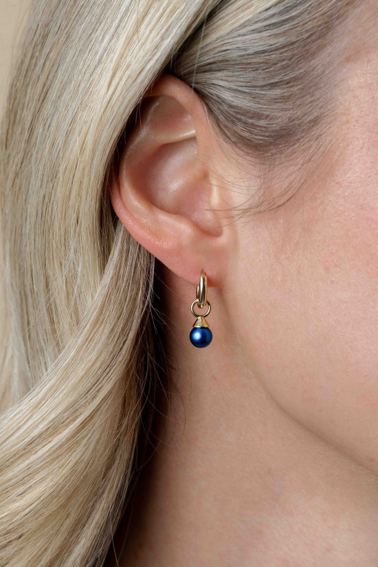 ZINZI Gold Plated Sterling Silver Earrings Pendants Pearls Blue ZICH1749BG (excl. hoop earrings)