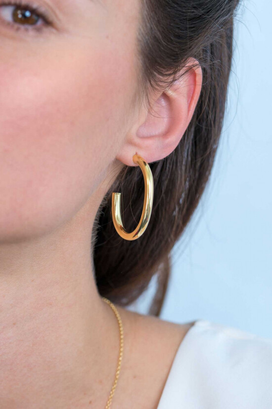 40mm ZINZI Gold Plated Sterling Silver Earrings Oval Open 40x4mm ZIO2233G