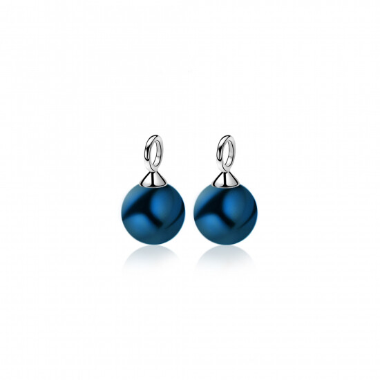10mm ZINZI Sterling Silver Earrings Pendants Pearl Blue ZICH266B (excl. hoop earrings)