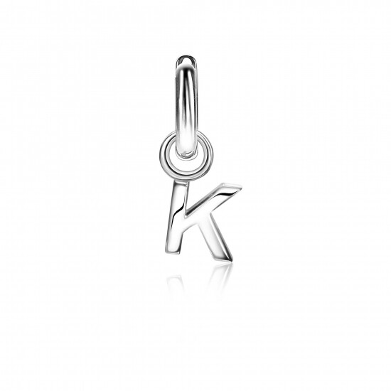 ZINZI Sterling Silver Letter Earrings Pendant K price per piece ZICH2144K (excl. hoop earrings)