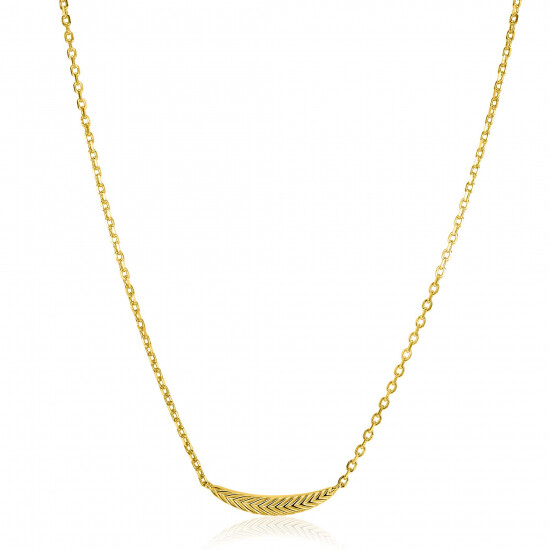 ZINZI gold plated silver link chain with large feather. The feather symbolises spreading your wings and freedom. 40-45cm ZIC2644G