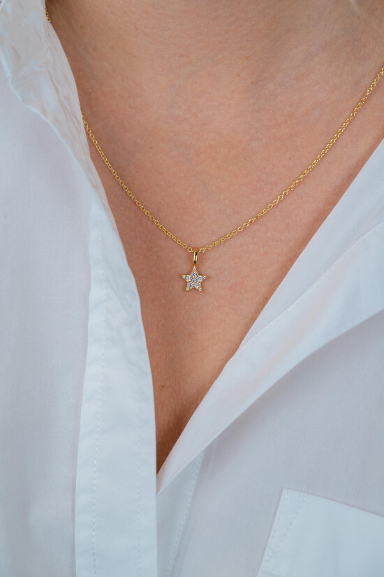 13mm ZINZI Gold Plated Sterling Silver Star Pendant White ZIH2138Y (excl. necklace)