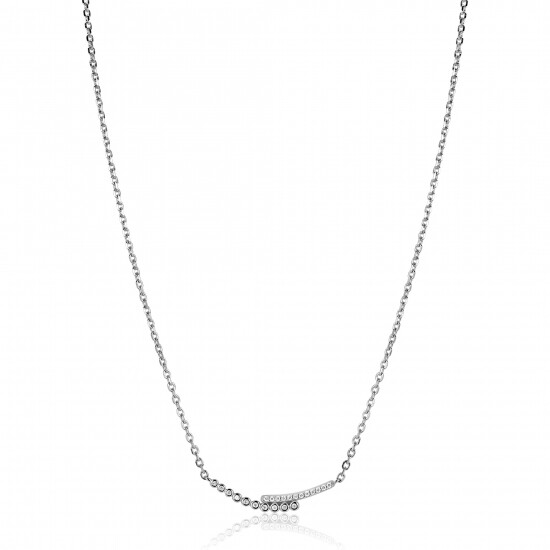 ZINZI zlv. collier slagmodel met zirc.ronde/pootzetting