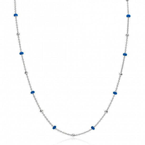 ZINZI Sterling Silver Fantasy Necklace with 13 Blue Donuts and Shiny Beads 42-45cm ZIC2511