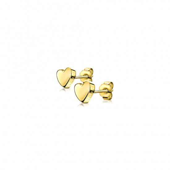 6mm ZINZI Gold Plated Sterling Silver Stud Earrings Heart ZIO1378G