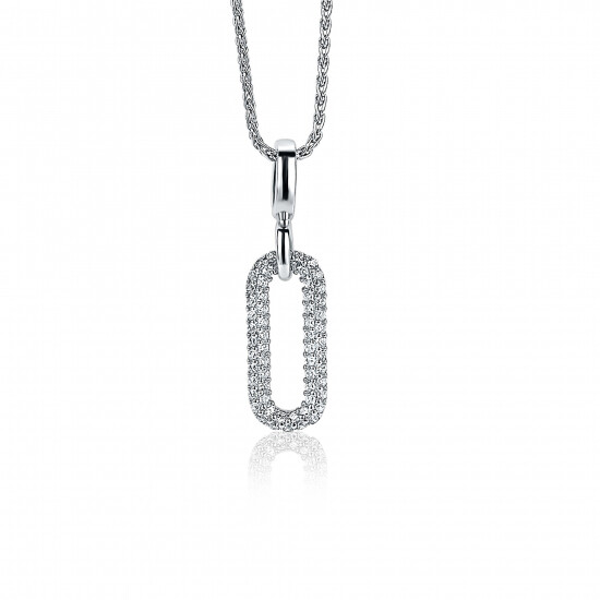 32mm ZINZI Sterling Silver Luxurious Pendant Oval White ZIH1894
