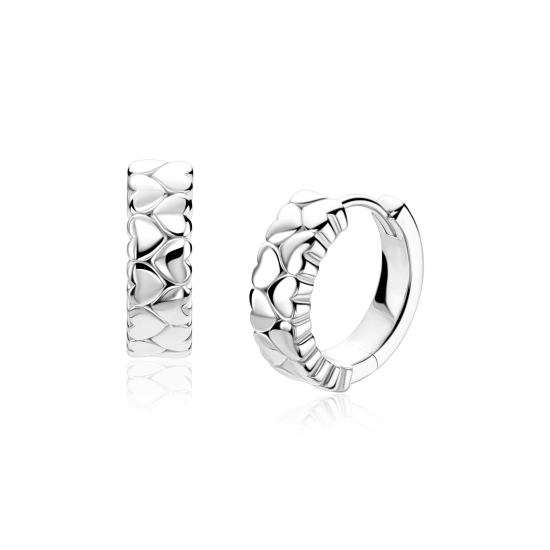 ZINZI zlv. oorringen dubbele rij hartjes