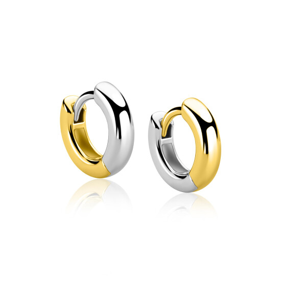 ZINZI zlv. klapcreolen 1 kant zlv 1 kant geel 12x3mm