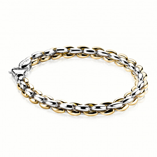 ZINZI Gold Plated Sterling Silver Chain Bracelet width 7mm 19,5cm ZIA1290