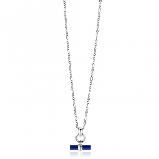 ZINZI Sterling Silver Necklace with Trendy Toggle Clasp Pendant in Lapis Lazuli 43-45cm ZIC2478