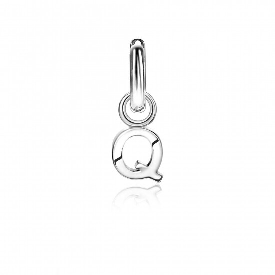 ZINZI Sterling Silver Letter Earrings Pendant Q price per piece ZICH2144Q (excl. hoop earrings)